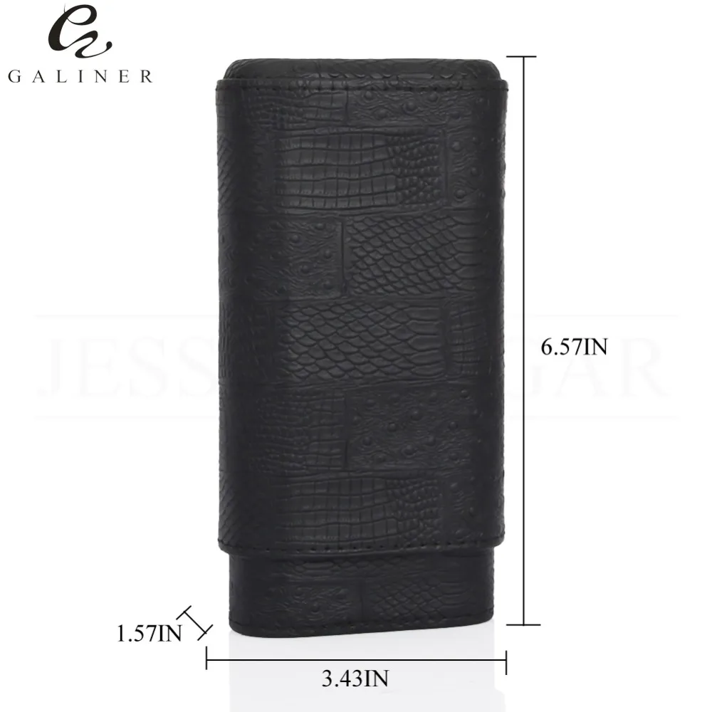 GALINER Gadgets Cedar Wood Humidor Leather Cigar Travel Case Portable 3 Tubes Holder Cigar Humidor