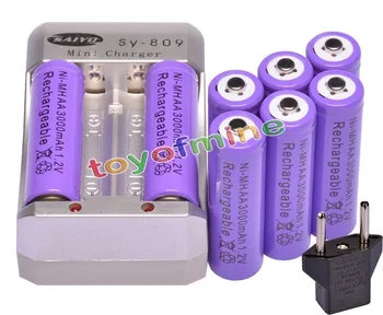

8x AA 3000mAh 1.2V Ni-MH Rechargeable Battery Purple for RC Toys Camera + Charger