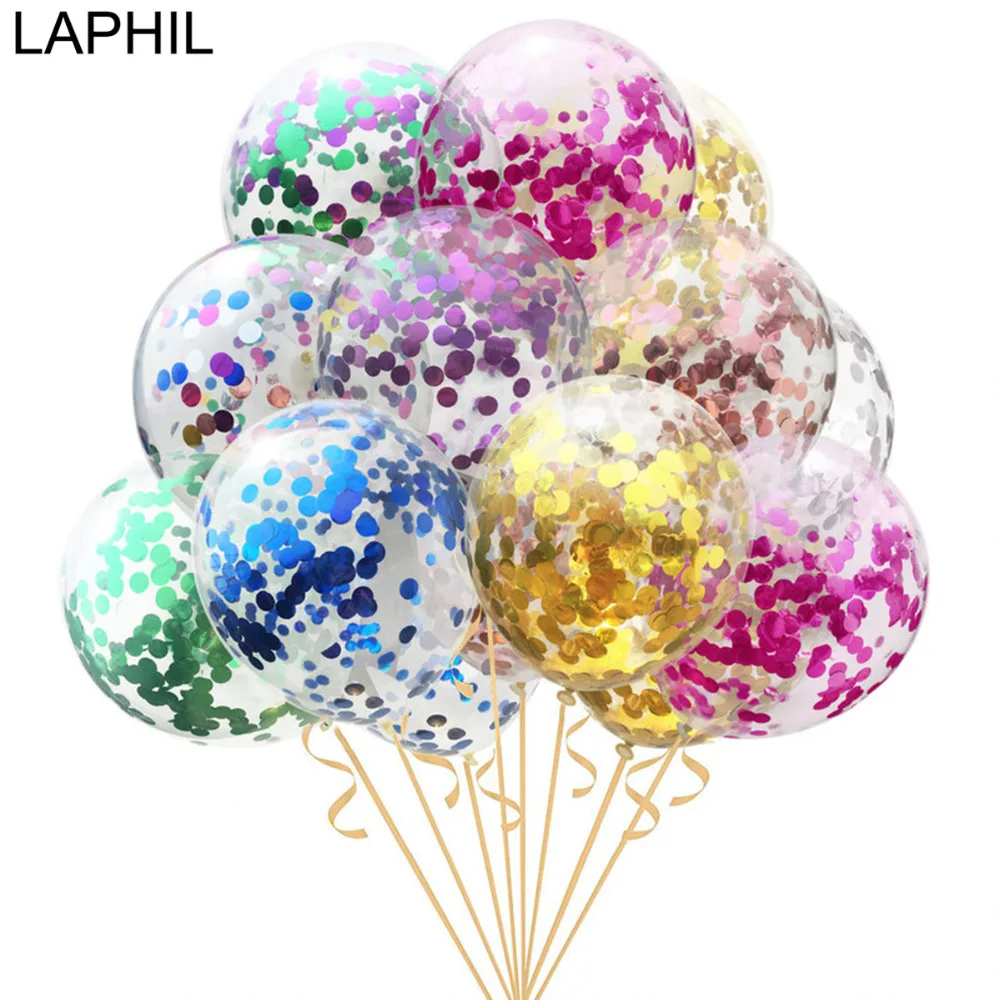 

LAPHIL 5pcs Multicolor Confetti Balloon Happy Birthday Balloons Clear Latex Ballons Baby Shower Birthday Wedding Party Supplies