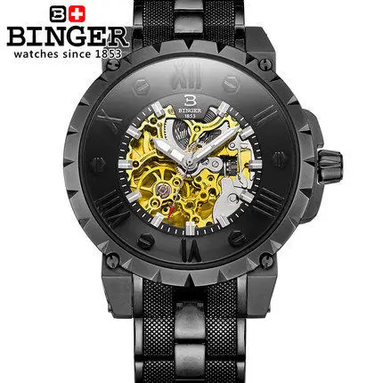 Switzerland New design Binger High grade Business Watches Stainless Steel Wristwatches Men s Waterproof Automatic Army