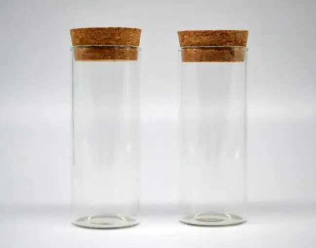 100pcs 30*75mm Glass Small Clear Cork Bottle test tube Mini Vial For Wedding Holiday Decoration Wooden Lid Empty Pot Sample Jars 5