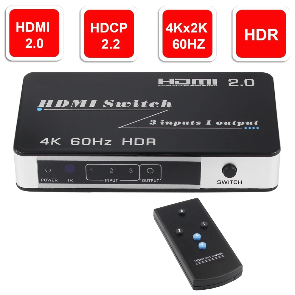 5 портов 18 Гбит/с HDR 4K HDMI переключатель 5x1 Поддержка HDCP 2,2 Mini HDMI 2,0 коммутатор коробка с авто и ИК-пультом дистанционного управления для Apple tv