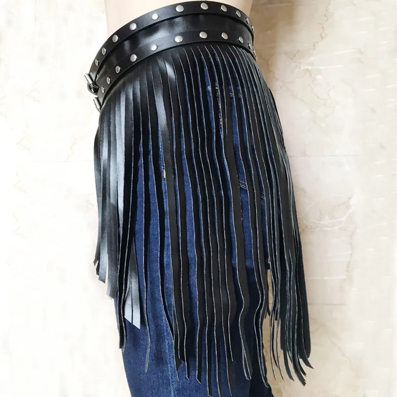Женский винтажный Ремень Boho черный ремень из искусственной кожи с кисточками и