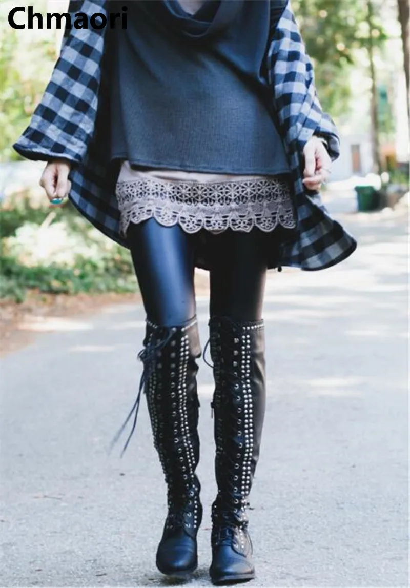 

2018 Spring and Summer pu leather cross-tied rivet decoration flat with length to knee long comfortable boots