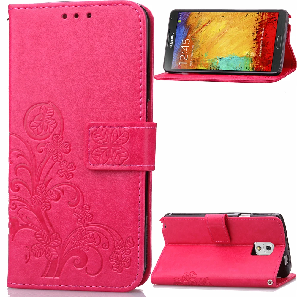 Pink Чехол для samsung Galaxy Note 3, кожаный чехол-кошелек с откидной крышкой, мягкая резиновая сумка для телефона, чехол для samsung Galaxy Note 3 N9000 < - Цвет: Pink