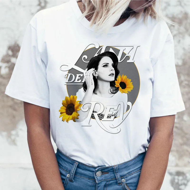 Футболка lana del rey, Корейская женская забавная мультяшная одежда, футболка, Harajuku, женская одежда, Ullzang, топ, футболка с принтом