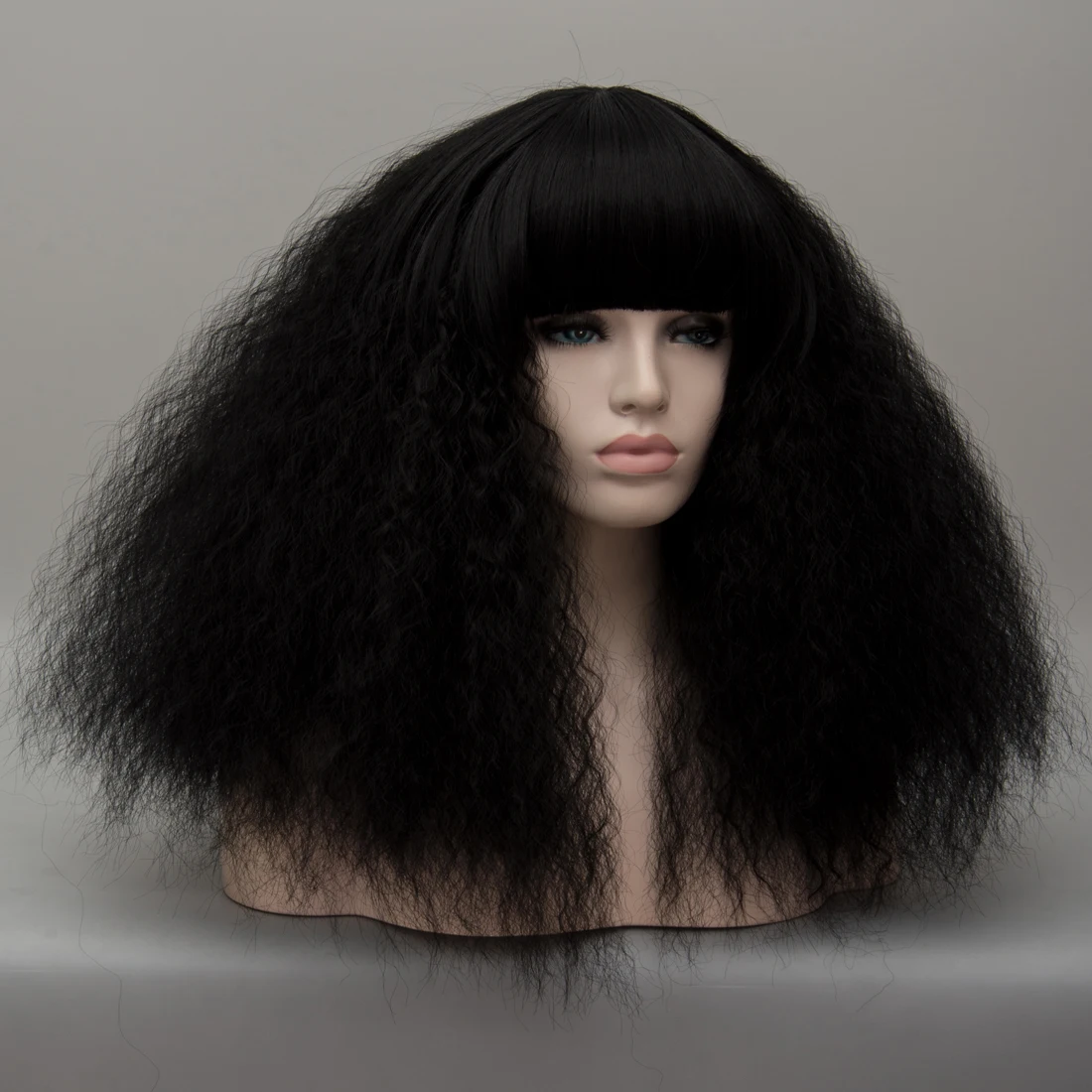 Similler 16" Afro Women Short Kinky Curly Hair  Synthetic Wigs Heat Resistant Fiber For Halloween Cosplay Black 8 Colors