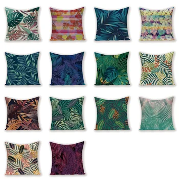 

Tropical Plant Decorative Throw Pillow Case Green Print Leaves Flower Cushion Cover Spring Sofa Decor Pillow Covers Bed Case