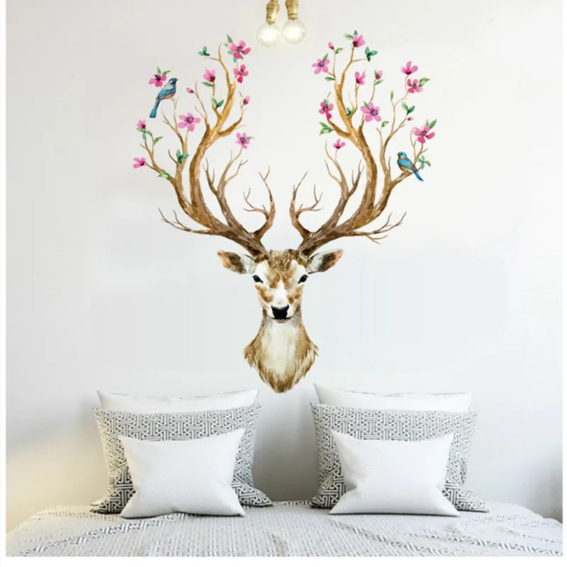 

Lucky deer wall stickers for kids room decorations 97x80.5 cartoon animals DIY decor paper home wall decals cartoon poster
