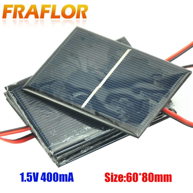 

0.65W 1.5V Mini Solar Cell Polycrystalline Solar Panel DIY Solar Charger + 15CM Cable Toy Panel 60*80*3MM Education Study Kits