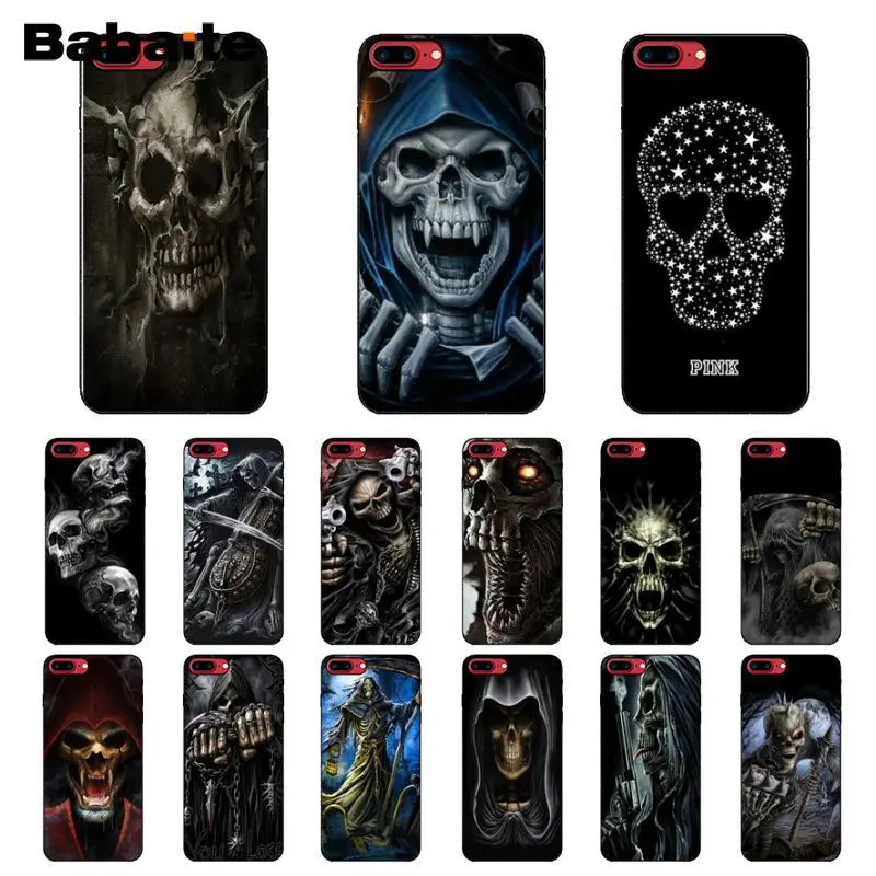 Babaite Grim Reaper череп скелет черный ТПУ Мягкий силиконовый чехол для телефона iPhone X XS