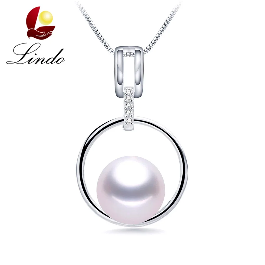 

9-10mm Big High Luster Natural Freshwater Pearl Women Pendants Necklaces Fashion Silver 925 Zircon Jewelry Wholesale Accessories