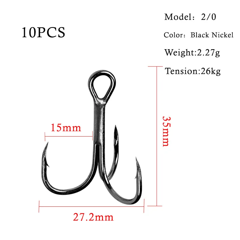 Hexakill 20/10 шт. олова/черный никель круглый изгиб тройные Крючки острые 2X супер сильные высокоуглеродистой стали три вилки Три коготь крюк - Цвет: 2-0