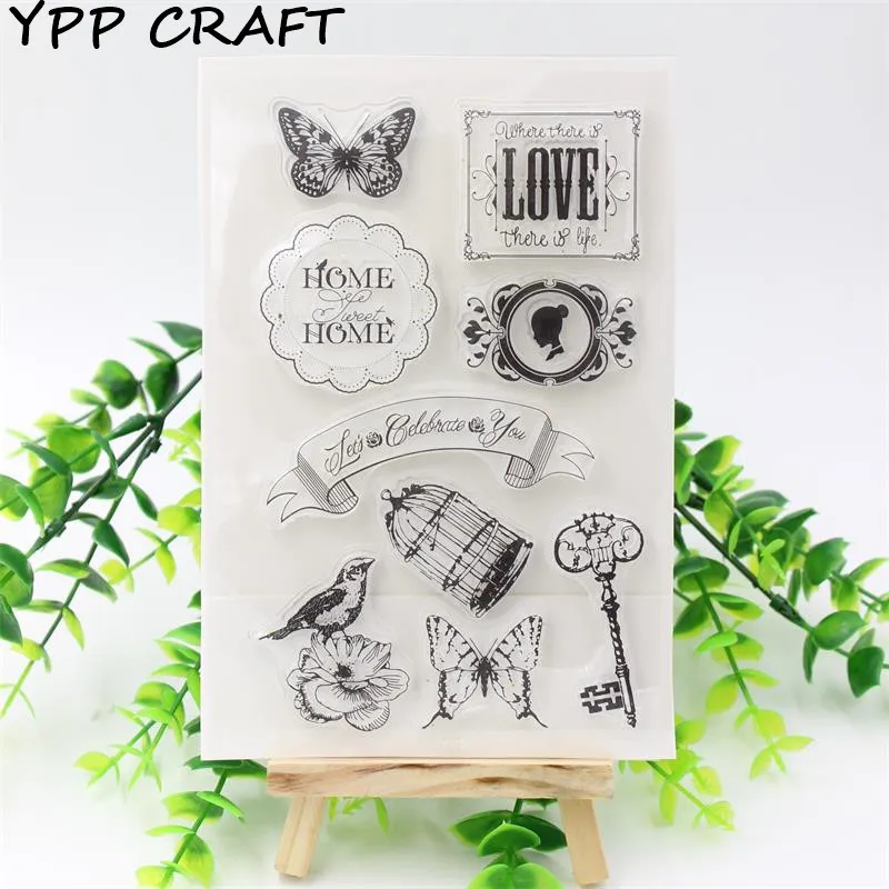 Timbro in silicone trasparente a forma di farfalla per album di scrapbooking e decorazioni fai da te