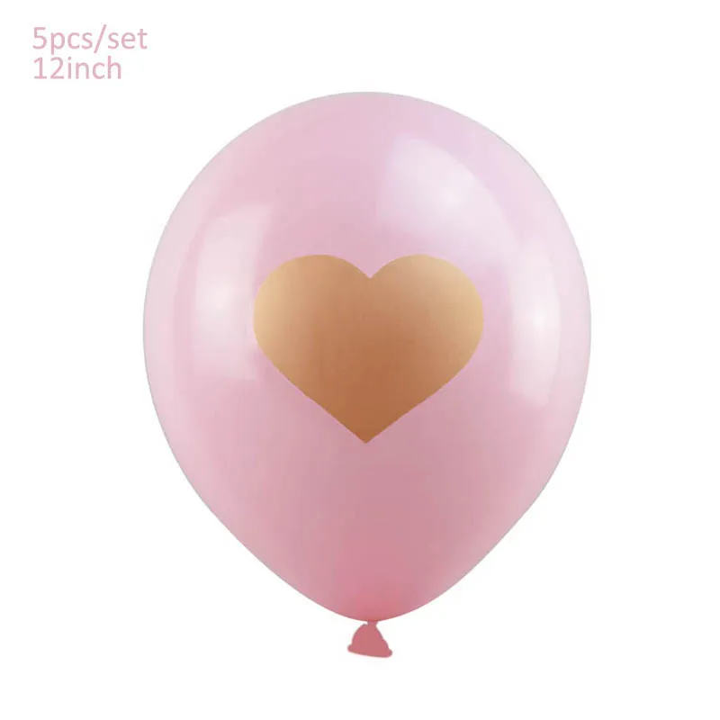 Украшения для детского душа, воздушные шары для мальчиков/девочек, буквенные фольга, воздушный шар, баннер для детского дня рождения, вечерние украшения - Цвет: 5pcs pink heart
