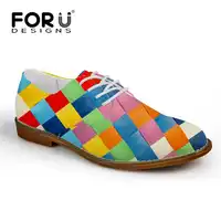 FORUDESIGNS แฟชั่นลายสก๊อตลำลองชายรองเท้า Oxford รองเท้า Lace - up สไตล์อังกฤษผู้ชายหนัง Oxford รองเท้าแบน Plus ขนาด