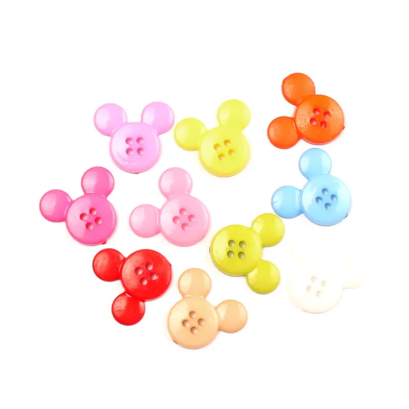 50Pcs 4 Hole Mixed Resin Mouse Sewing Buttons For Clothes Scrapbooking