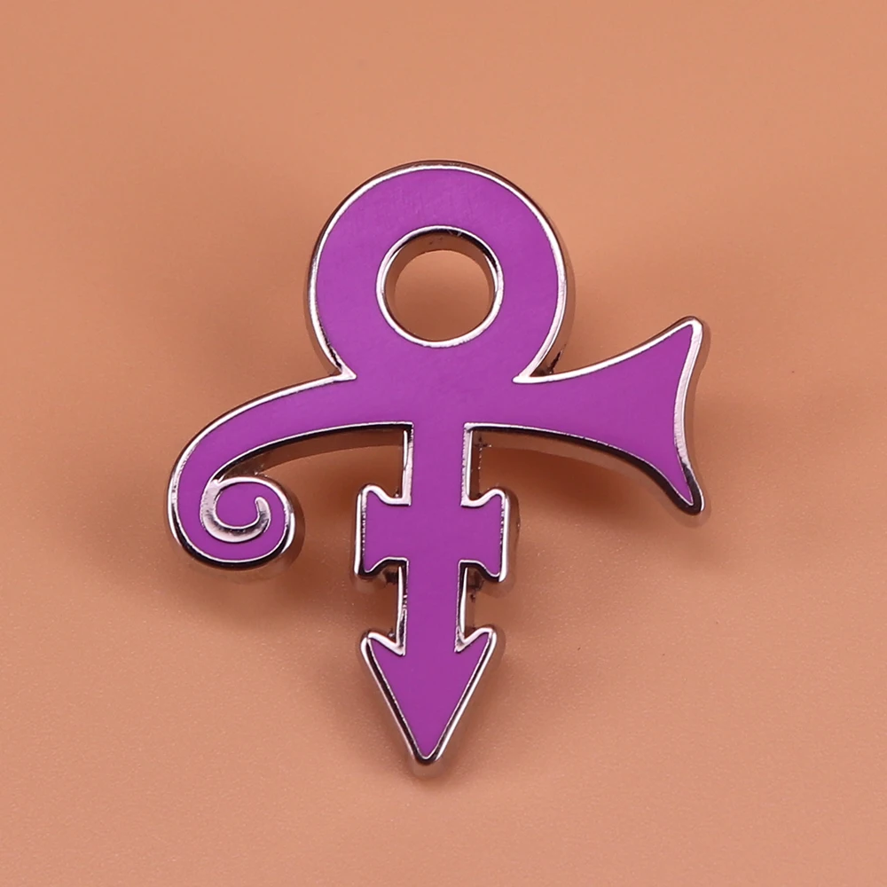 Брошь с символом принца, брошь с символом для фанатов, памятный значок, музыкальное украшение, рубашки, куртки, аксессуары фиолетового цвета