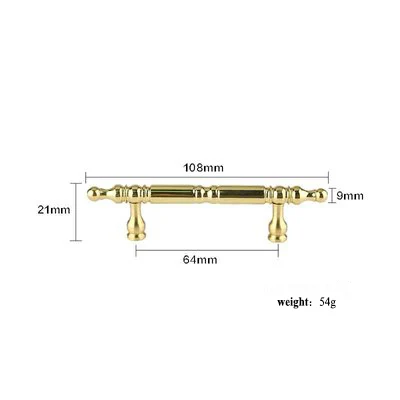 1 шт. античные золотые дверные ручки и ручки, латунные ручки для выдвижных ящиков, винтажные ручки для кухонного шкафа и мебельные ручки, фурнитура - Цвет: C-0385-64
