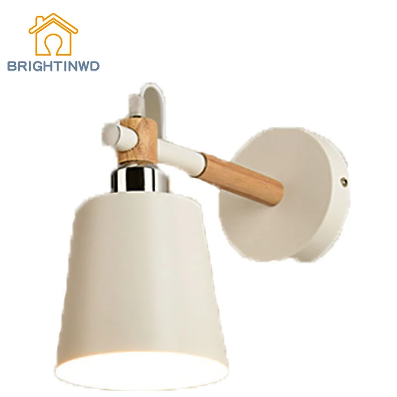 

BRIGHTINWD Nordic Solid Wood Wrought Iron Wall Lamp Led Modern Minimalist Living Room Dining Room Bedroom Bedside Wall Lamp