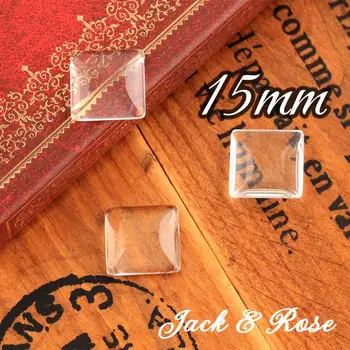 

100pcs/lot Good Quality 15mm Domed Square Transparent Clear Magnifying Glass Cabochon Cameo Setting Base Set