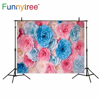 

Funnytree backdrop for photographic studio colorful paper flower wedding professional background photobooth photocall printed