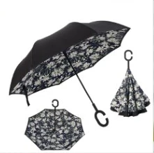 Car Necessary Creative Pretty Windproof Reverse Folding Double Layer Inverted Sturdy Umbrella Distinctive C-Hook Hands-free | Автомобили и