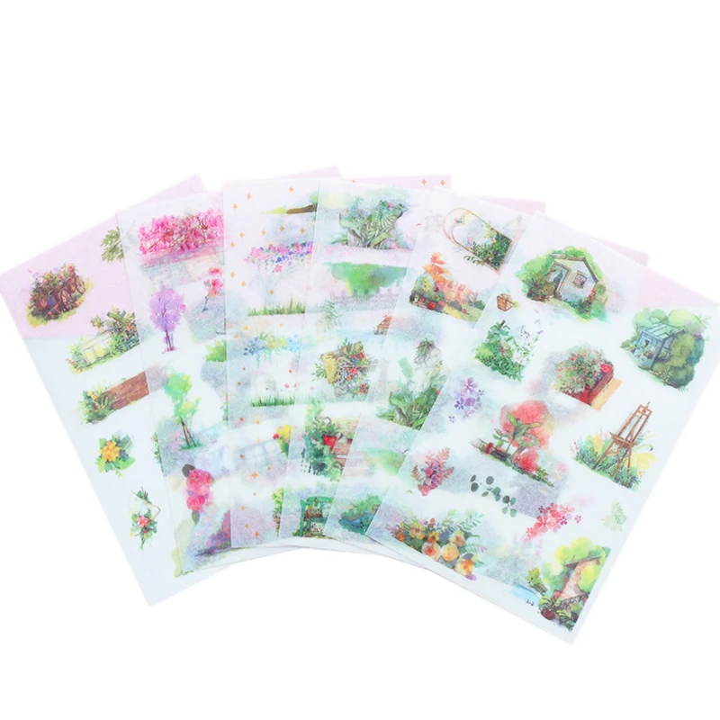 

6pcs/lot New Secret Garden Series Transparent Oil Sticker Diy Decoration Stickers Scrapbook Gifts Stickers