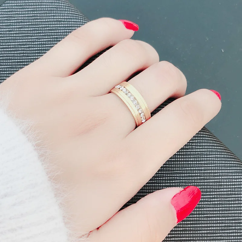 DOTIFI 316L кольца из нержавеющей стали для женщин 8 мм красивый маленький циркон обручальное кольцо ювелирные изделия