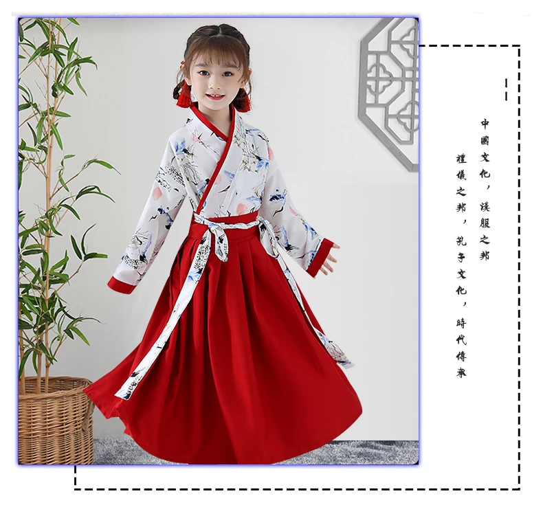 Crane Hanfu, Древний китайский костюм для детей, нарядное платье династии Тан, народное платье, Стильный Танцевальный Костюм, праздничная одежда для сцены