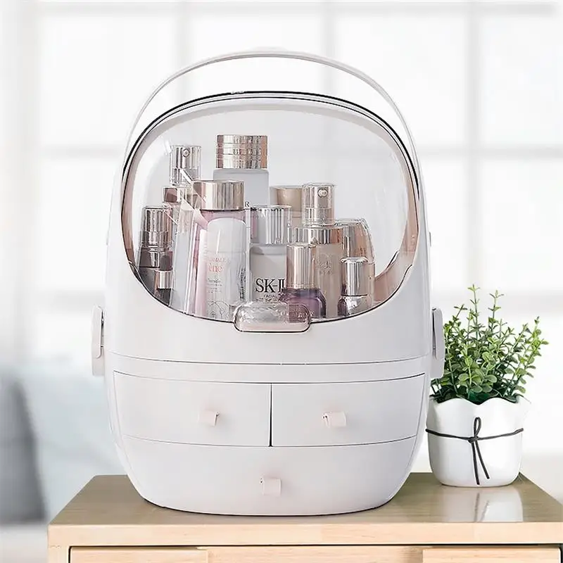 

HOT Dust-proof Makeup Storage Box Desktop Cosmetics Box Dressing Table Skin Care Products Brush Lipstick Storage Rack