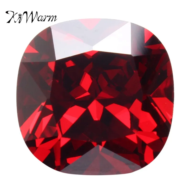 

KiWarm 12.85CT 12MM Blood Red Ruby Unheated 12MM Diamond Cushion Cut Loose Gemstone for DIY Jewellery Rings Pendant Crafts Gift