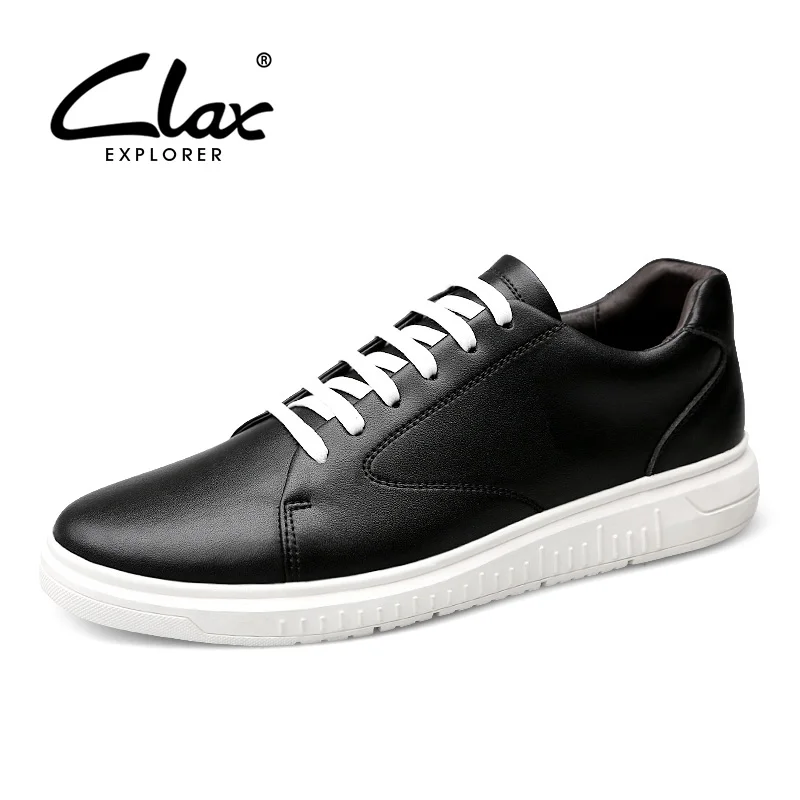 

CLAX Men Leather Casual Shoes 2018 Spring Autumn British Style Walking Footwear Male Black White Fashion Shoe