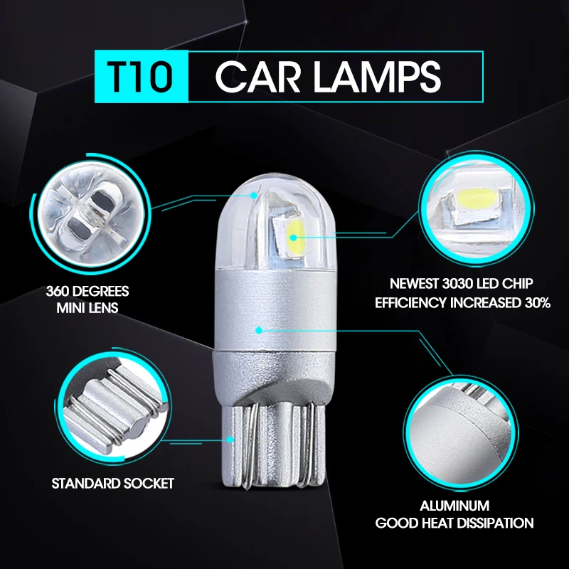 Hlxg 8 шт. Автомобильная сигнальная лампа w5w Led T10 12v лампада свет 194 168 Авто зазор