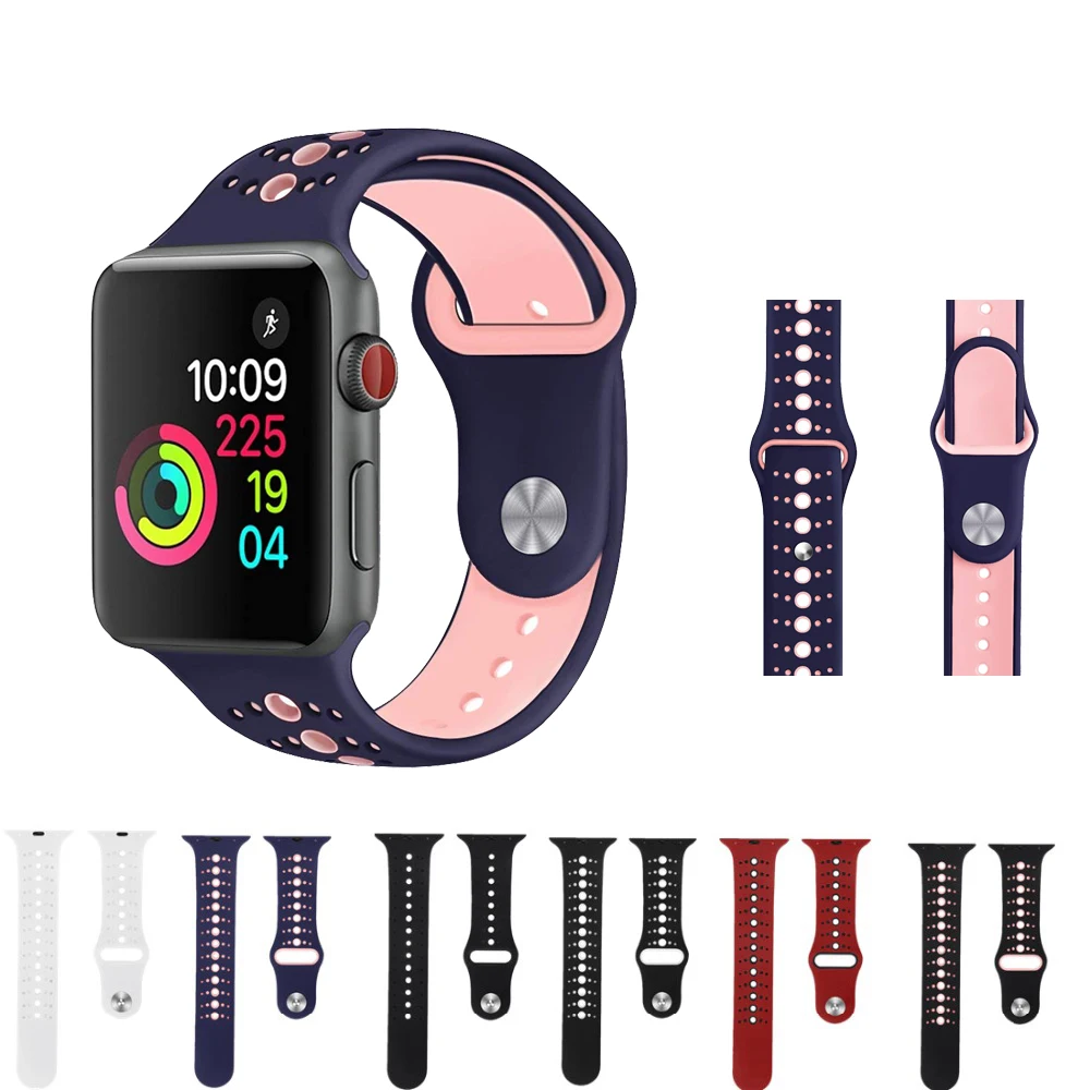 

CRESTED Silicone Sport strap For Apple Watch 4 44mm 40mm IWatch band Series 4 3 2 1 Wrist Bracelet Belt rubber watchband belt