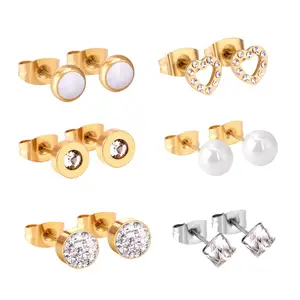 Christmas-Earrings-Set Stud Earing Pearl Fashion Jewelry Fake Stainless-Steel Gold Heart Christmas-Earrings-Set Stud Earing Pearl Fashion Jewelry Fake Stainless-Steel Gold Heart