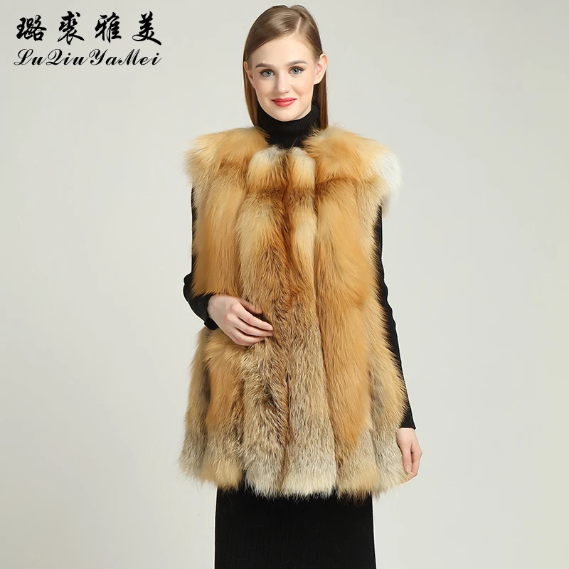 Buy Natural Red Fox Fur Vests Coats Women Winter Vests