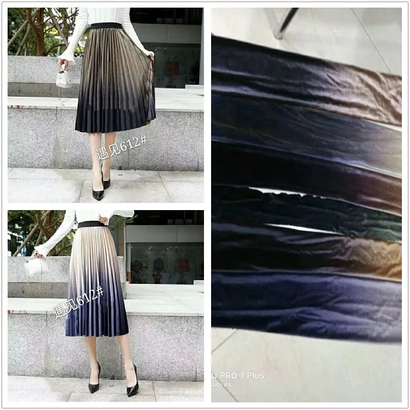 

1psc color polyeste pleated crushed velvet fabric cloth for autumn and winter large fold dress skirt(pleated 0.5m)