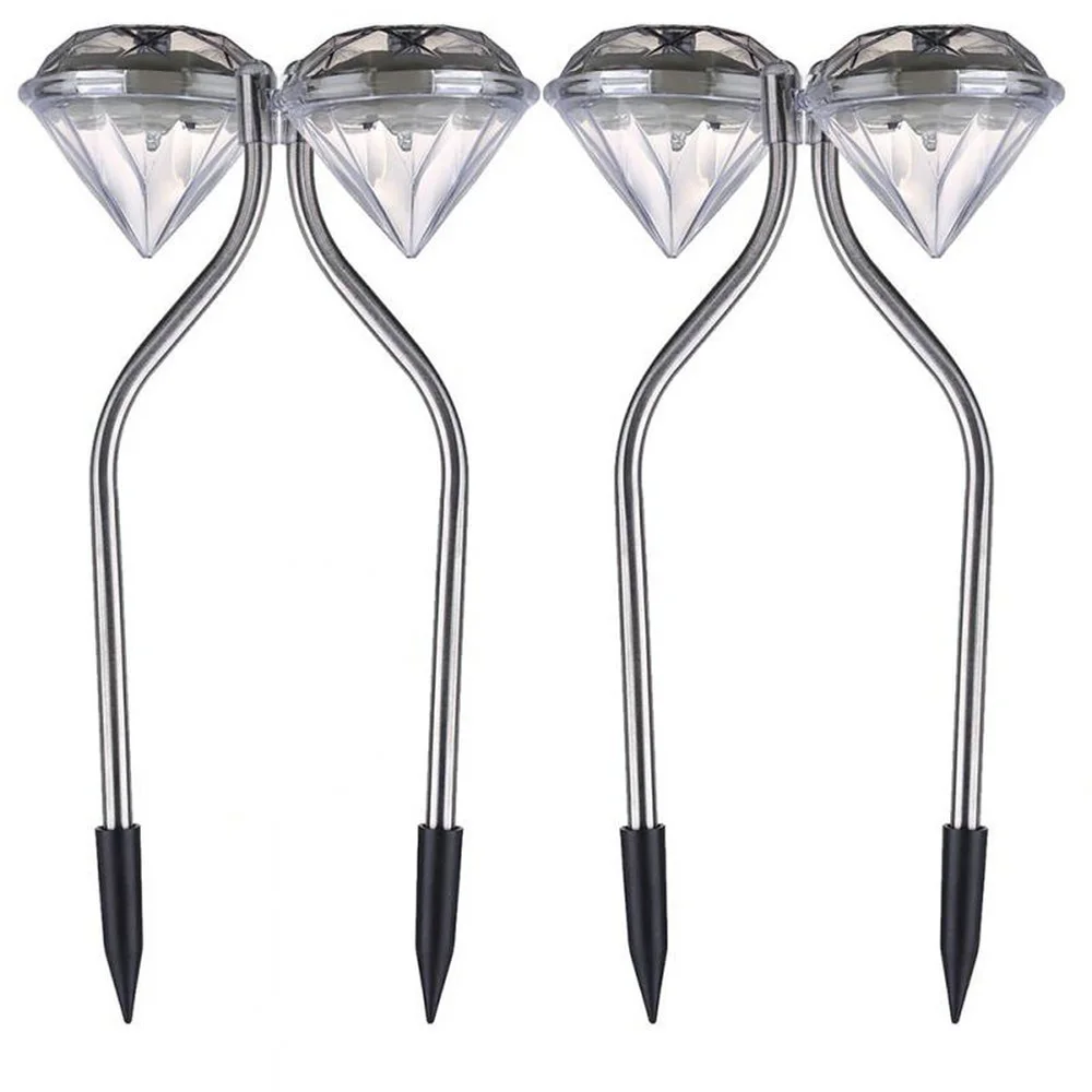 4 шт./лот садовый светильник на солнечной энергии с алмазной формой для газона