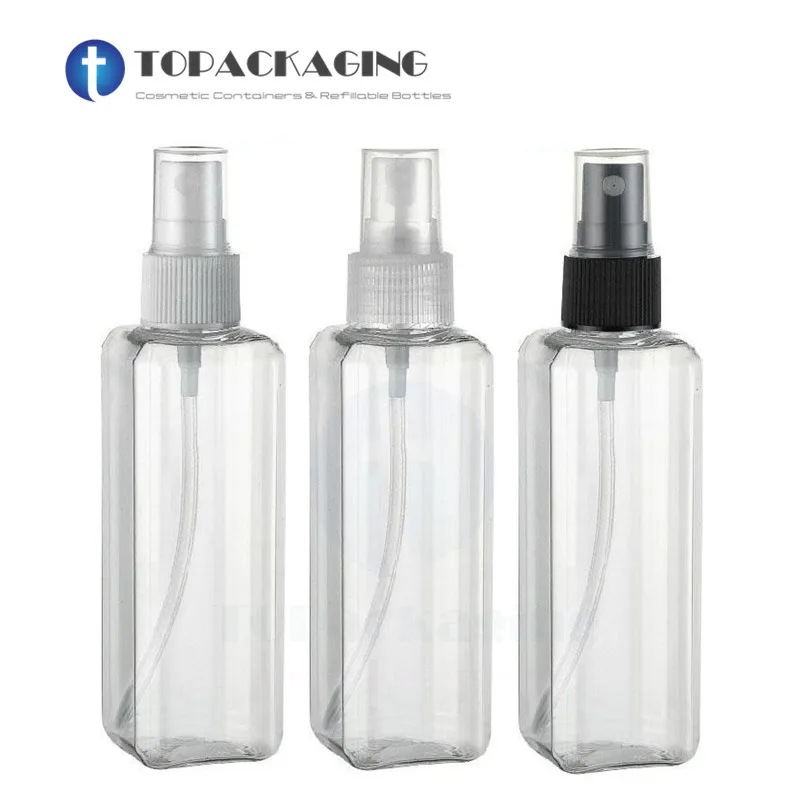 30PCS*100ML Square Clear Plastic Spray Pump Bottle Empty Cosmetic Container Sample Perfume Refillable Packing Fine Mist Atomizer plastic container specimen case boxes clear mineral storage rock jewelry coin cube acrylic plastic square mini gemstone display