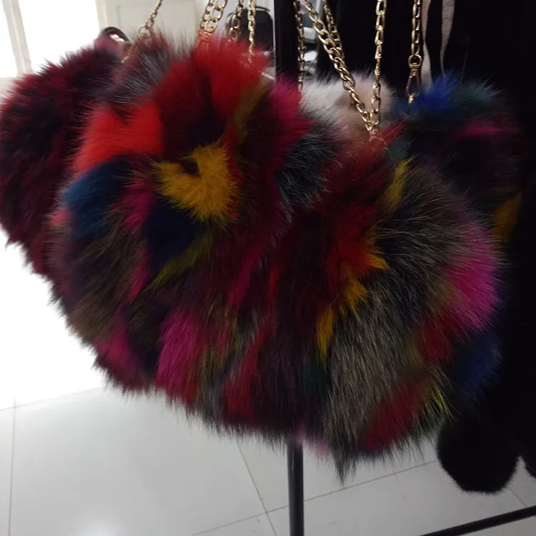Новая Корейская версия меха лисы перчатки сумка женская косая поперечная шерсть Рука теплый волос барабан сумка на плечо натуральная шерсть ch - Цвет: as picture
