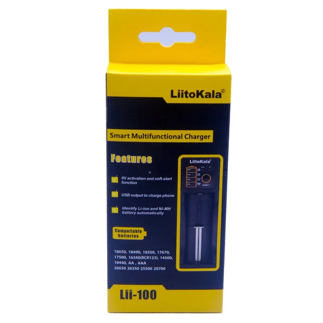 LiitoKala Lii-100 зарядное устройство HongKong LiitoKala Lii-50A 26650 5000mah аккумуляторная батарея для фонарика, 40-50A разряда - Цвет: Lii-100