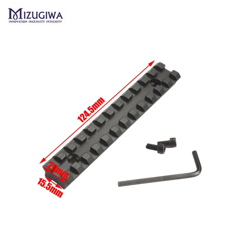 Mizugiwa 20 مللي متر Picatinny السكك الحديدية ويفر قاعدة تثبيت 12 فتحات 124.5 مللي متر طويلة للصيد أيرغون بندقية نطاق قضاء Mizugiwa 20 مللي متر Picatinny السكك الحديدية ويفر قاعدة تثبيت 12 فتحات 124.5 مللي متر طويلة للصيد أيرغون بندقية نطاق قضاء