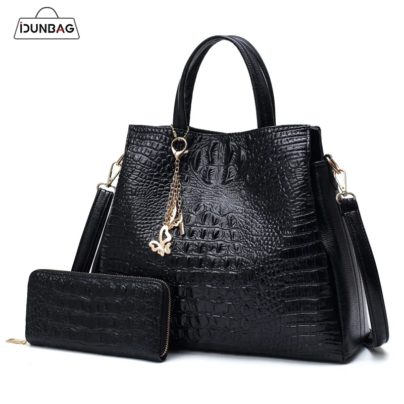 

Butterfly Crocodile Women Bag Set 2018 Alligator Women Leather Handbags and Purses Set Luxury Designer Famous Brand Shoulder Bag