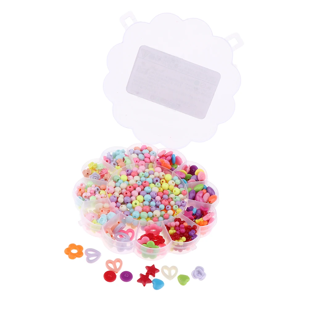 520 Pieces Colorful Acrylic Craft Beads Kit for Kids Girl Jewelry DIY Making