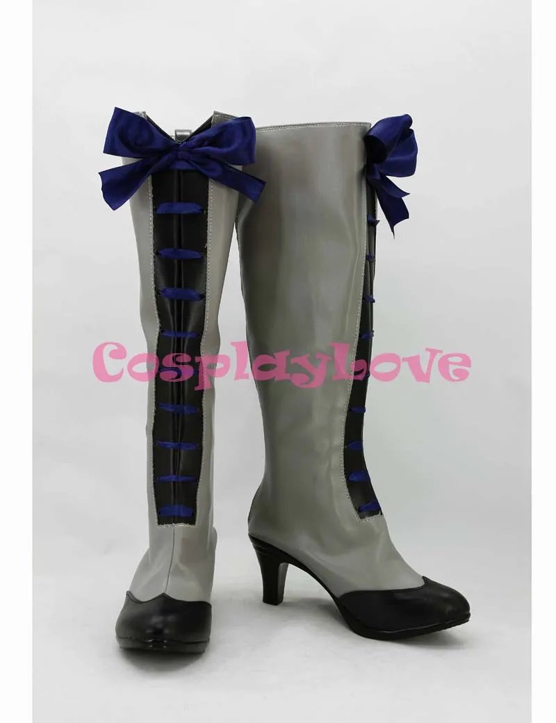 2215  Black Butler III Book of Circus Ciel Phantomhive Grey Cosplay Shoes (1)
