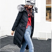 CHANGYUGE новая зимняя куртка Женская Длинная тонкая Большая Меховая куртка с капюшоном Женская куртка Толстая Женская Стеганая куртка пуховик