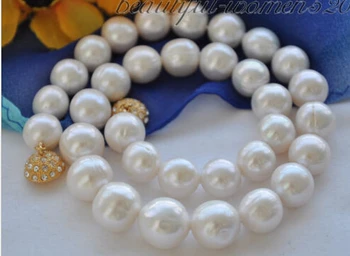 

FREE SHIPPING 11-12MM round Freshwater cultured pearl necklace 18INCH