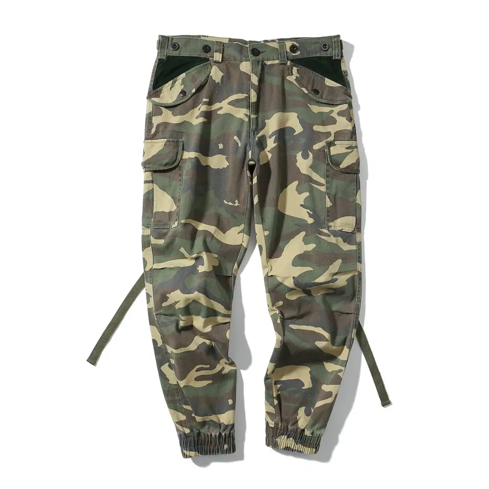 

Street Fashion Multi Pockets Camouflage Jogger Harem Camo Sweatpants Trousers Strapped Army Military Safari Cargo Pants Men