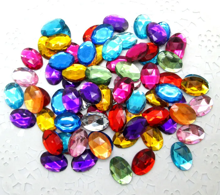 

300Pcs Mixed Oval Acrylic Decoration Crafts Beads Flatback Cabochon Scrapbook DIY For Clothes Embellishments Accessories